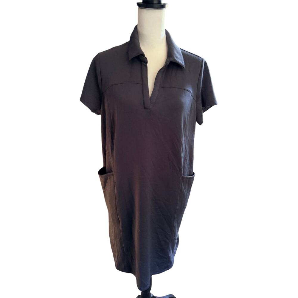 J.Jill Fit Polo Dress V-neck Slate Blue Gray Petite Medium